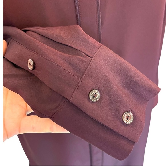 Vince Designer Burgundy Silk Shirt Dress - Picture 8 of 16